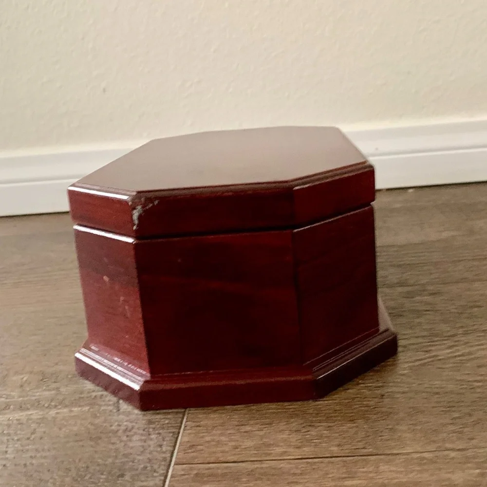 vintage octagon Wooden Jewelry Box With Mirror
